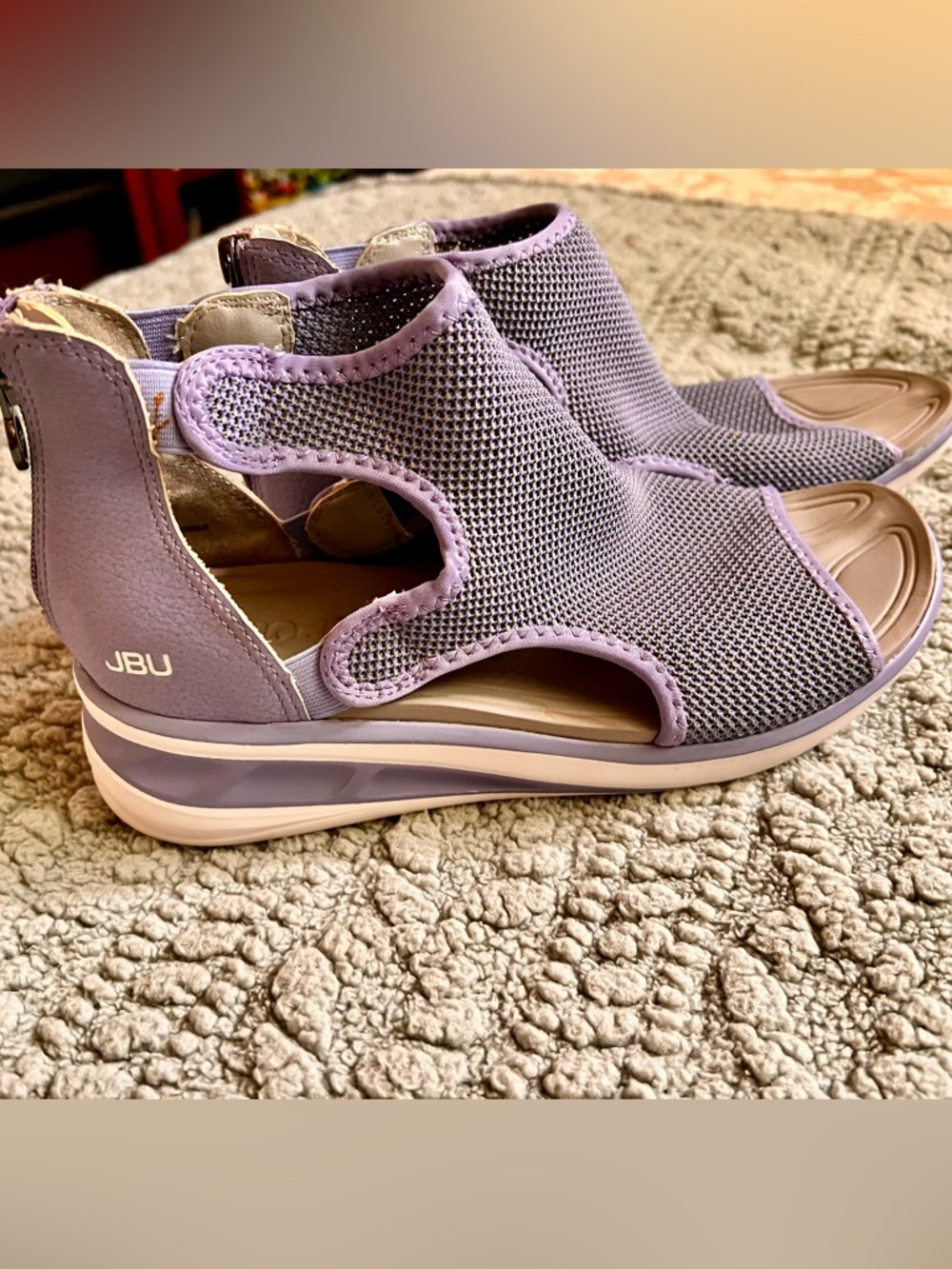 JBU Lavender Open-Toe Mesh Wedge Sandals